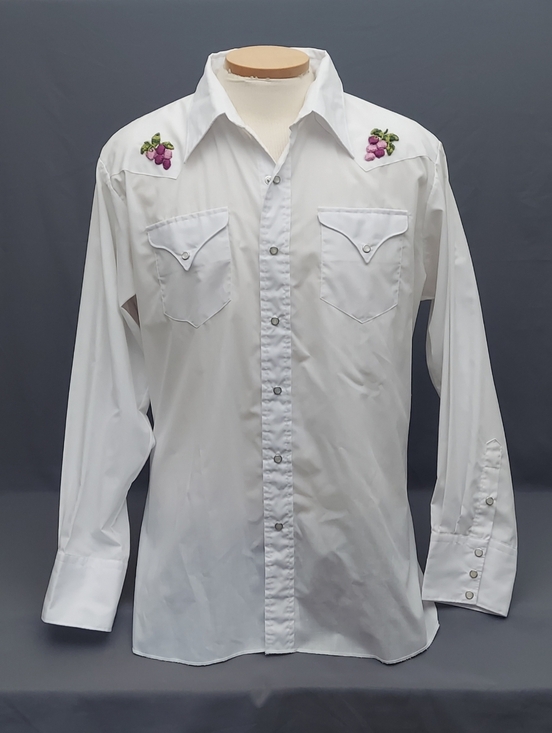 Bronco Westerns Other - Vintage Bronco Westerns Men's Size XL White Peal Snap Shirt With Purple Grapes
